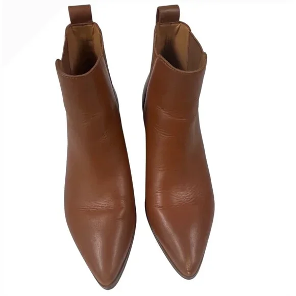 SIZE 5 Womens J.Crew Fallon Brown Leather Western Pointed Toes Factory Booties - Picture 2 of 10
